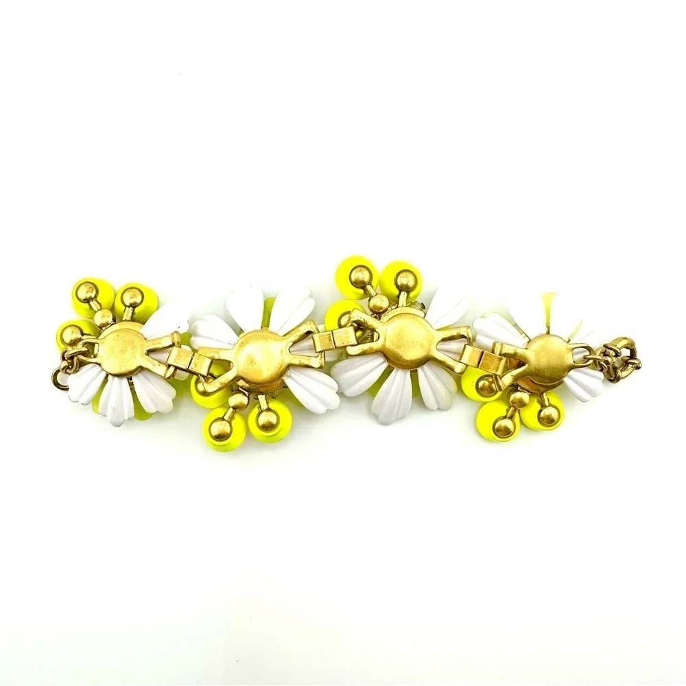 J. Crew RARE Brulee NWT White Yellow Floral Enamel Bracelet